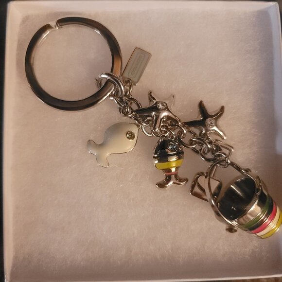 COACH - Pave Fish/Starfish Bucket Keychain/Purse Charm. Brand New.  Vintage - Picture 2 of 7